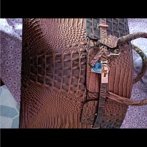 Elegant Brown Crocodile-Embossed H Bag